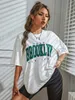 Kvinnor Tshirt 1898 Brooklyn York Letter Drop Shoulder Priting Cotton Women Vintage Simple Cloth Weame T Shirt High Quality 230414