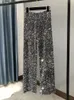 Pantaloni larghi alla moda con paillettes in velluto spesso autunno inverno Pantaloni taglie forti Pantaloni dritti estesi lucidi