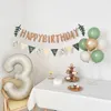 Decorazione per feste Ins Verde Primo compleanno Ghirlanda Stamina Banner Baby Shower Bosco selvaggio Tema foresta Palloncino Sfondo porta palloncini