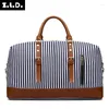 ダッフェルバッグZ.L.D.ブランドキャンバスストライプ女性旅行袋荷物ハンドバッグホイールスーツケース