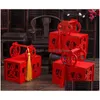 PRESENTE CRIATIVO DE CRIATIVO DE CRIATIVA Madeira Chinesa Double Happiness Favor Caixas Candy Caixa Case Clássico Red Case com Tassel LX1419 DR DHFHB