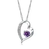 Pendant Necklaces Fashion Simple Metal Love Women Necklace Purple Zircon Round Beads Pendants Costume Jewelry Gifts