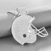 Hip Hop Jewelry Silver Sterling Iced Out Hockey Helmet Pendant med full isad kubansk länkkedja hänge halsband