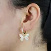 Dangle Earrings 2023 Arrived Gold Silver Color Butterfly Charm Women Girl Jewelry Micro Pave Clear Cz Drop