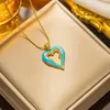 Pendant Necklaces Hollow Heart Necklace Stainless Steel Colored Enamel Flame For Woman In Vintage Jewelry Coeur Flamme