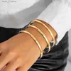 Chain Ingemark 3Pcs/Set Punk Round Glossy Closed Bangles for Women Vintage Temperament Thin Chain Bracelets Couple Jewelry SteampunkL231115