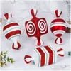 Juldekorationer Juldekorationer Stora målade godis Cane Red White Artificial Lollipops Xmas Tree Hängande hänge för år DHLJ6