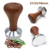 Tampers 51mm53mm58mm Espresso Coffee Tamper Aluminium Coffee Distributör Leveler Tool Bean Press Hammer med trähandtag 231115