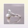 Anel de pérolas vintage e elegante para 925 Sterling Silver com diamantes CZ Radiant Open Ladies Ring com Box Holiday Gift7089125