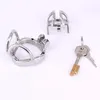 2024 New Chastity Cage Lock with Anti-off Ring Short Stainless Steel Curved Testicle Restraints Male Cockring Devices