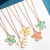 Hänge halsband Ocean Starfish Seashell Metal Imitation Pearl Leaf Charm Necklace For Women Bohemian Beach Party Chain Jewelry