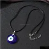 Anhänger Halsketten Evil Eye Halsketten Türkisch Blau Glas Anhänger Leder Seil Kette Für Frauen Männer Geschenk Glück Ojo Turco Schutz Choke Dht5V