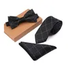 Bow Ties RBOCOMen's Tie Set Necktie Handkerchief And Bowtie 6cm Slim Solid Skinny For Wedding Dot Striped 3pcs No Box