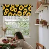 カーテンプラントヒマワリの花黒いキッチンウィンドウカーテンホームデコレーションリビングルームの寝室の小さなドレープコルチナ