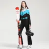 Outros artigos esportivos terno de esqui feminino snowbard retro cintura fina à prova de vento à prova d 'água quente jaqueta com capuz calças definir roupa de neve para mulheres 231114