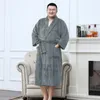 Men s Sleepwear Men Plus Size Warm Flannel Bathrobe KG Winter Coral Fleece Bath Robe Night Women Dressing Gown Cozy Robes