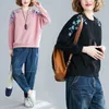 Vêtements ethniques Automne Style Chinois Épaissi Pull Pull Broderie Coton Lâche Casual Tops Haute Qualité Chaud Hiver TA2167