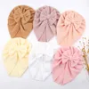 Chapeau indien en coton avec nœud papillon givré pour bébé, Bonnet rayé solide pour enfants, Bonnet chaud d'hiver pour nouveau-né, mignon, accessoires pour cheveux