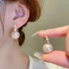 Boucles d'oreilles créoles pour femmes, boucles d'oreilles légères de luxe élégantes, rétro français, imitation de perles roses, bijoux géométriques à la mode, 2023
