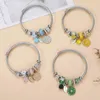 Braccialetti con ciondoli 1pc fai da te piccolo crisantemo fiore con strass ciondolo colorato braccialetto in acciaio inossidabile per donne e ragazze