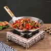 Pans Stainless Steel Griddle Accessories Heavy Duty Wok Solid Pan Large Wood Kitchen Accessory Cooking Home Cookware