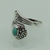 Cluster Rings Vintage Turquoise Exaggerated Ring Creative Flower Plated Thai Silver Adjustable