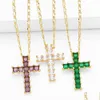 Colares Pingente Verde Cristal Cruz Colar Para Mulheres Cobre Cz Jesus Banhado A Ouro Relius Jóias Colar Cruz Gota Entrega Jóias Dhhci