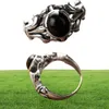 925 Bijoux en argent sterling fausse agate noir crusader fleur à la mode hommes Ring4807123