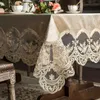 Tafeldoek Tafelkleed Tafel Golden Velvet Champagne High Grade Europe Lace Fabric Rechthoekige eettafel Cover Coffee Landlijke stoel Cover W0414