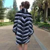 Women's Fur Faux Chinchilla Colored Coat Women Natural Rex Rabbit Jacket Classic Stand Collar Overcoat Autumn Winter Warm Outwear 231114