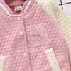 Jackets PatPat Toddler Girl 100% Cotton Letter Embroidered Textured Striped Button Design Bomber Jacket J231115