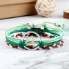 Strand 3st/Set Christmas Gift Tree of Life Charm Armband Om Mala Wave Waterproof Wax String for Women Lover Handgjorda smycken