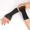 Knee Pads Cotton Arm Cuffs Lace Covers Fingerless Mid-Length Gloves Elastic Fake Sleeves Ladies Knitted Mittens