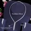 Necklace Earrings Set Pera Incomparable White Cubic Zirconia Long Double Teardrop Pendant And For Bridal Wedding J250