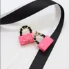 Dangle & Chandelier High Quality Luxury Brand Fashion Popular Bag Acrylic Black Pink Leather Earrings