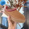 II Tasman Kids Toddler Terlik Tazz Bebek Ayakkabı Kestane Kürk Slaytlar Koyun Dinini Shearling Klasik Ultra Mini Boot Kış Katırları Slip-On Wougglis BG