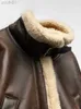 Women's Down Parkas ZBZA Women Double Faced Biker Jacket New Faux Leather Warm Lambswool Thicken Jacket Tabbed Lapel Female Short Coat PU Outerwear zln231115