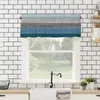 Curtain Retro Farm Barn Wood Grain Blue Gray Gradient Kitchen Small Window Curtains Home Decoration Living Room Bedroom Short