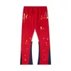 Mens Jeans Calças Galerias Sweatpants Dept Speckled Letter Print Mens Womens Casal Solto Versátil Casual Reto Graffiti Vermelho Cinza 46ya # B7PC B7PC