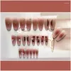 Fałszywe paznokcie Fałszywe paznokcie zima czerwona brązowa ciepłe ulepszenie paznokcia miłość Diamond 3D Koreańska dostawa zdrowie Piękno paznokcie salon paznokcie dhdvh
