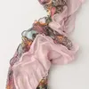 Scarves Multicolor Leopard Print Ruffled Scarf For Women Spring Autumn Thin Lathy Silk Double Layer Patchwork Lady Neck 2023