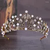 Fermagli per capelli 2023 Corona da principessa per donna Fascia per capelli con strass di cristallo Foglia Tiara e corone Gioielli per fascia Accessori da sposa Matrimonio