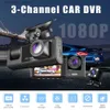 carro dvr Real 1080P Car Dash Cam DVR Driving Recorder Dashcam 2/3 Lens Camera HD Night Vision Black Box Monitoramento de estacionamento Gravação em loop Q231115