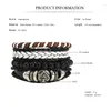 Bracelet de mode de luxe à la main tressé en cuir Bracelets pour hommes Style Punk Vintage perles breloque Bracelets bijoux