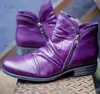 Buty 2022 Autumn/Winter Nowy okrągły kwadratowy piętę podwójna strona zamek błyskawiczny Krótkie buty Kobiety Martin Boots Women Kobiety T231115