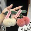 Porte-clés en cheveux de lapin Rex, Fruit cerise, pendentif en peluche polyvalent pour femmes, ornement à la mode