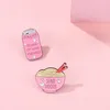 Brooches Food Collection Enamel Pin Custom Pink Strawberry Juice Send Noods Noodle Laple Gift Sweet Romance Jewelry For Girl