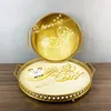 Plates 1Pc Portable Sheep Mubarak Eid Iron Round Dessert Tray Kitchen Muslim Ramadan Adha Square Plate