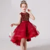 Girl's Dresses Style Summer Sequin Lace Tuxedo Wedding Dress for Girls 3-13 år gammal ärmlös fluffig mesh Gaze Doveark-märke 231114