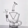 1 Stück kleine Recycler-Glasbong-Wasserpfeifen, Waben-Perc-Wasserpfeifen, Bohrinseln, dicker Bubbler, Dabber, Recycler, Aschefänger, Shisha mit 10 mm männlichen Glas-Ölbrennerrohren